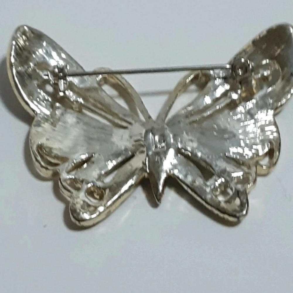 Blue Silverstone Butterfly Womens Pendant Brooch Jewelry pin Vintage Liz Claibor - Picture 4 of 8